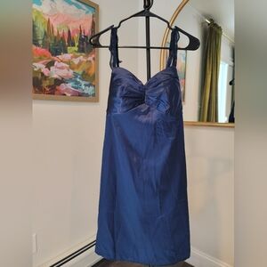 NWT Wear Your Love Navy Satin Adjustable Strap Cocktail Dress Size 10